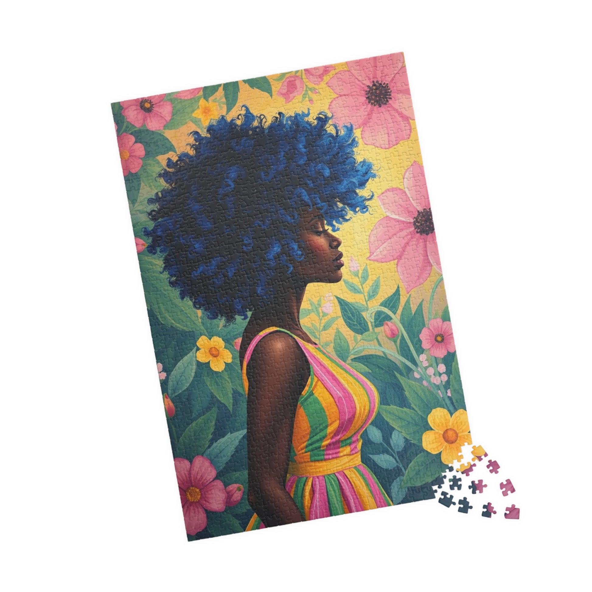 Colorful Floral Afrocentric Puzzle, African American Woman, Black Art-Inspired Game for Families, Gift for Puzzle Lover, Brain Teaser Puzzle The Puzzle Chest