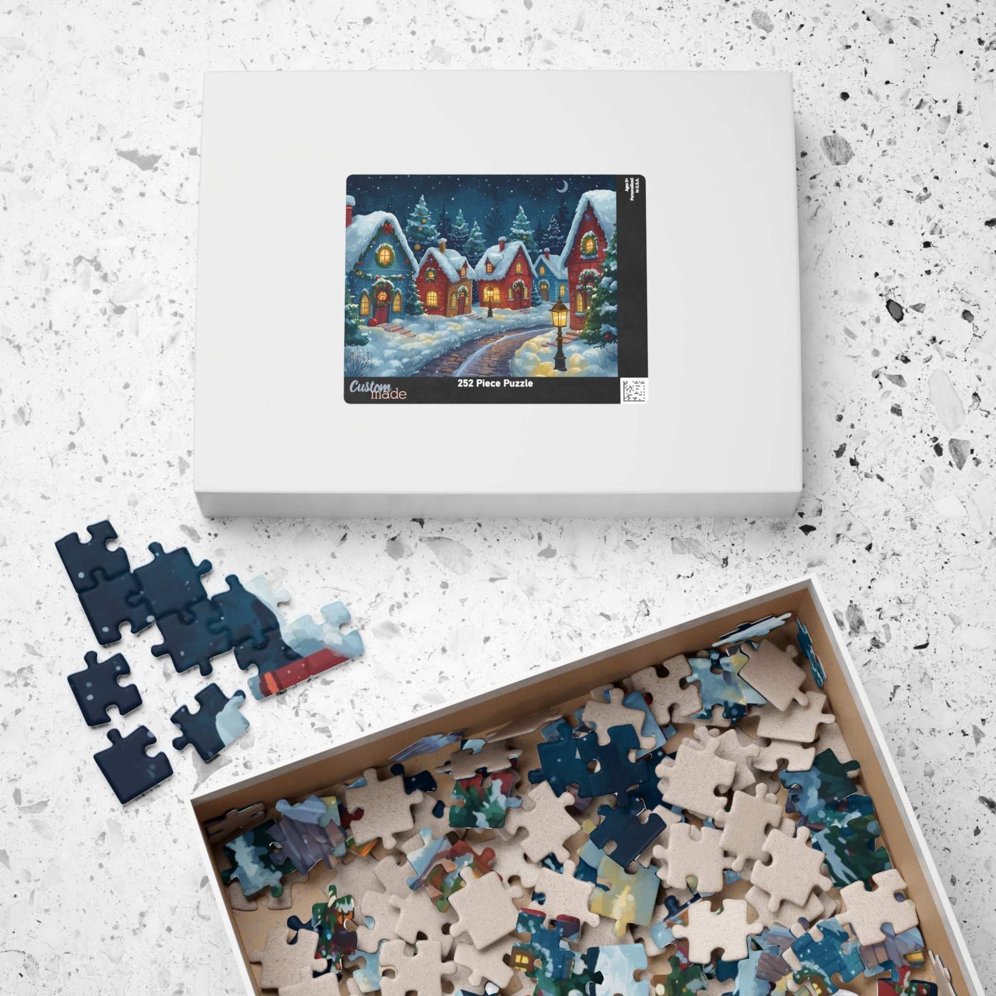 Snowlight Village Jigsaw Puzzle - Cozy Christmas Town Nighttime Scene Puzzle The Puzzle Chest