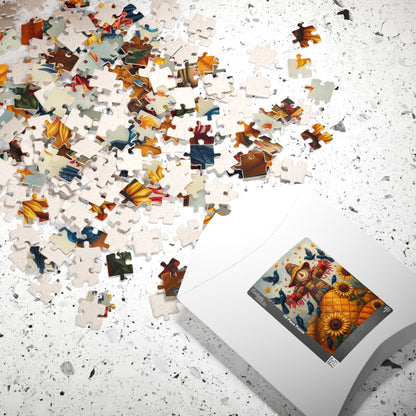 Fall Folk Art Scarecrow Puzzle, Cozy Autumn Jigsaw for Family Game Night, Thanksgiving Fun, Gift for Puzzle Lovers, 110 252 520-piece