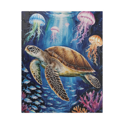 Jigsaw Puzzle, Sea Turtle Ocean Trench Glow in the Dark, 110 252 520 1014 Pieces, Family Game Night Gift, Relaxing Hobby Activity, Home