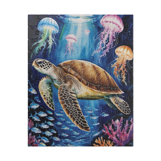 Jigsaw Puzzle, Sea Turtle Ocean Trench Glow in the Dark, 110 252 520 1014 Pieces, Family Game Night Gift, Relaxing Hobby Activity, Home