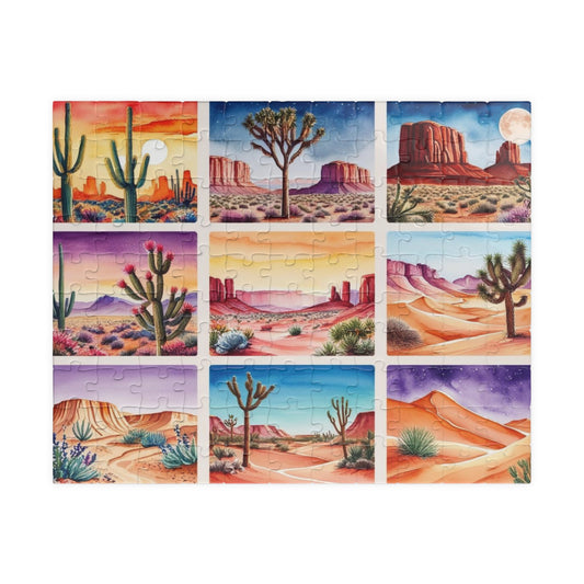 Desert Collage Jigsaw Puzzle, Cacti and Dunes Scene, Fun Game for Adults, Creative Activity, Gift Idea Nature Lover 110 pcs (Horizontal) Puzzle The Puzzle Chest