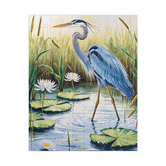 Jigsaw Puzzle, Animal Bird Puzzle, Heron Reflection, Shimmering Evening Light, Relaxing Activity, Mindfulness Game, Family Entertainment 110 pcs (Vertical) Puzzle The Puzzle Chest