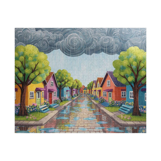Bloomstreet in Spring Jigsaw Puzzle - Rainy Day In Town 520 pcs (Horizontal) Puzzle The Puzzle Chest