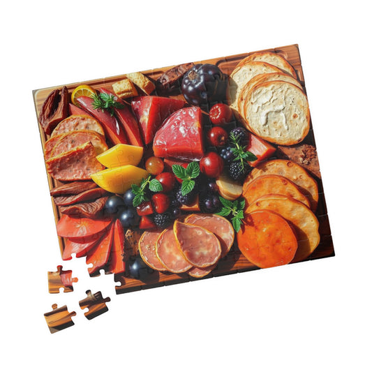 Gourmet Charcuterie Jigsaw Puzzle, Food Lover Gift, Family Game Night Brain Teaser, Unique Home Entertainment, Kitchen Table Activity 110 pcs (Horizontal) Puzzle The Puzzle Chest