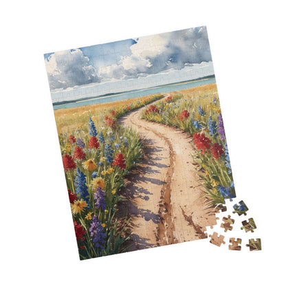Serene Landscape Puzzle, Winding Dirt Path with Wildflowers and Clear Water, Nature-Inspired Jigsaw Game for Puzzle Enthusiast, Mindful Puzzle The Puzzle Chest