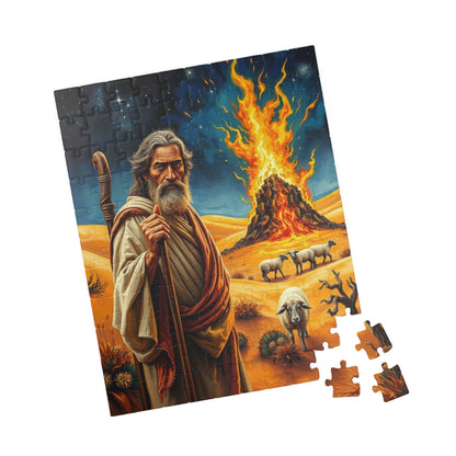 Religious Art Jigsaw Puzzle, 110-1014 Piece Burning Bush Christian Spiritual Gift, Faith-Based Family Game Bible Story Illustration, Mindful Puzzle The Puzzle Chest