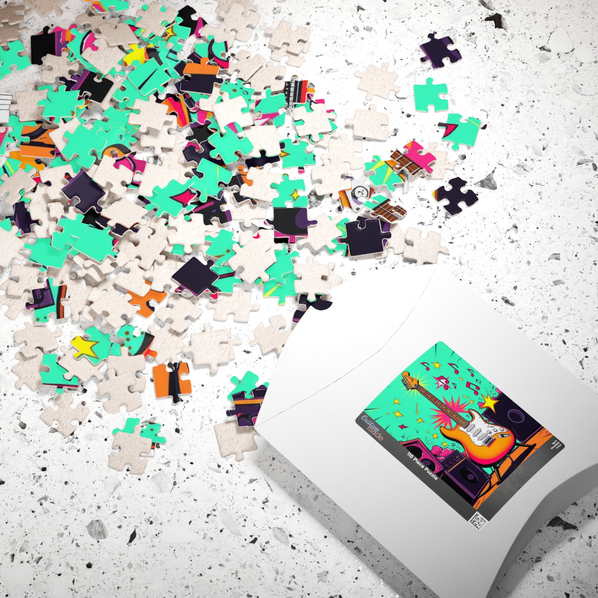 Colorful Guitar Puzzle - Pop Art Jigsaw Puzzle for Adults, Perfect for Music Lover, Game Night, Family Fun, Gifts, Unique Home Entertainment Puzzle The Puzzle Chest