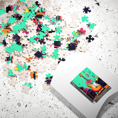 Colorful Guitar Puzzle - Pop Art Jigsaw Puzzle for Adults, Perfect for Music Lover, Game Night, Family Fun, Gifts, Unique Home Entertainment Puzzle The Puzzle Chest