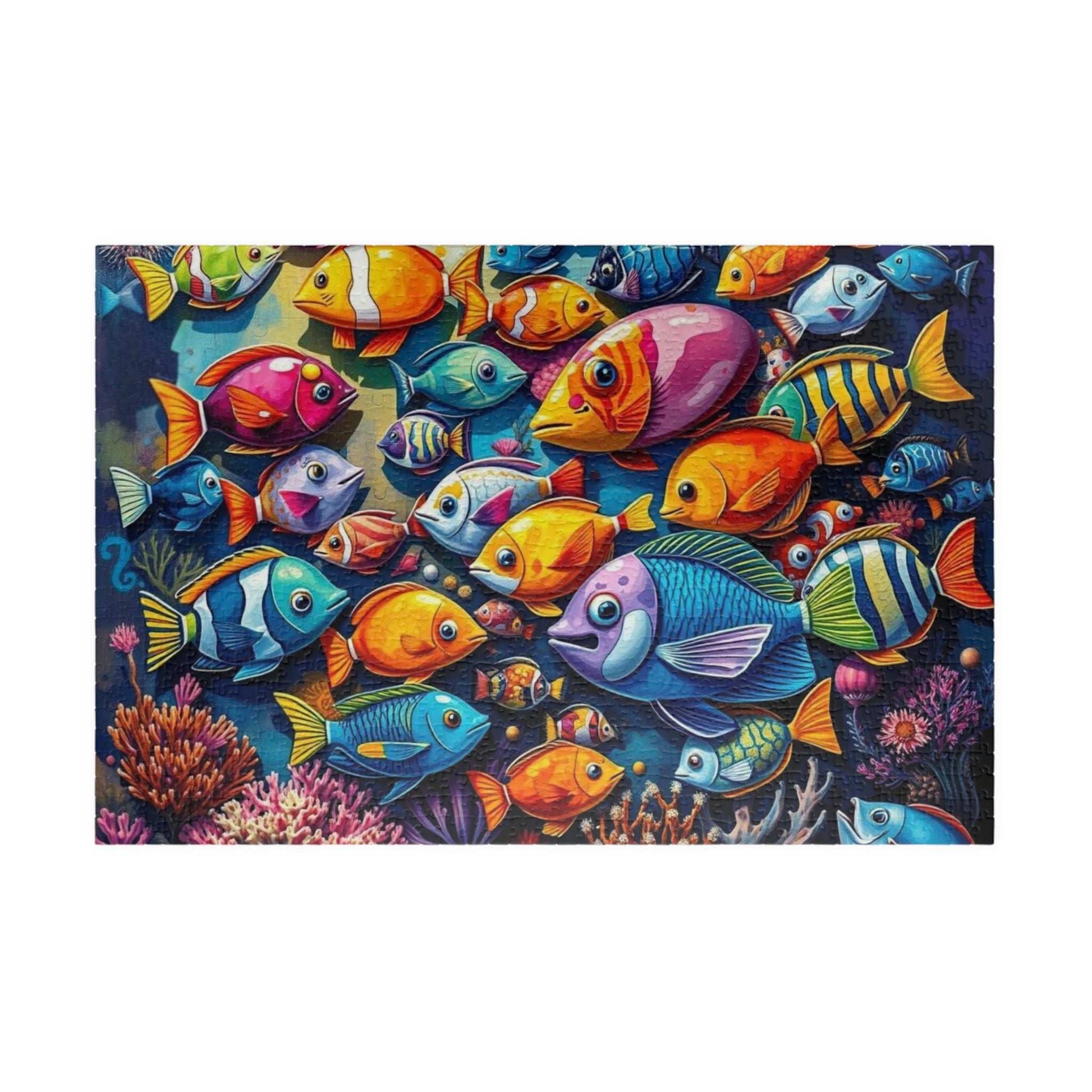 Aquatic Kaleidoscope Jigsaw Puzzle, Ocean Fish Puzzle Collage Gift for Animal Lover, Aquatic Art Sea Life Game Ideal for Fun Indoor Activity 1014 pcs (Horizontal) Puzzle The Puzzle Chest