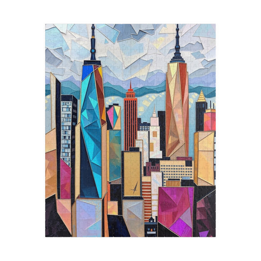 Abstract Cityscape Jigsaw Puzzle, Geometric Shapes Iridescent Colors, Mental Exercise for Puzzle Art Lover, Best Unique Gift, Mindfulness 520 pcs (Vertical) Puzzle The Puzzle Chest