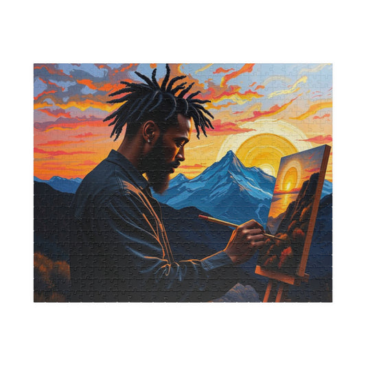 Black Man Painting Jigsaw Puzzle - Afrocentric Art 110, 252, 520, 1014 Pieces, African American Puzzle, Black Artwork Game 520 pcs (Horizontal) Puzzle The Puzzle Chest