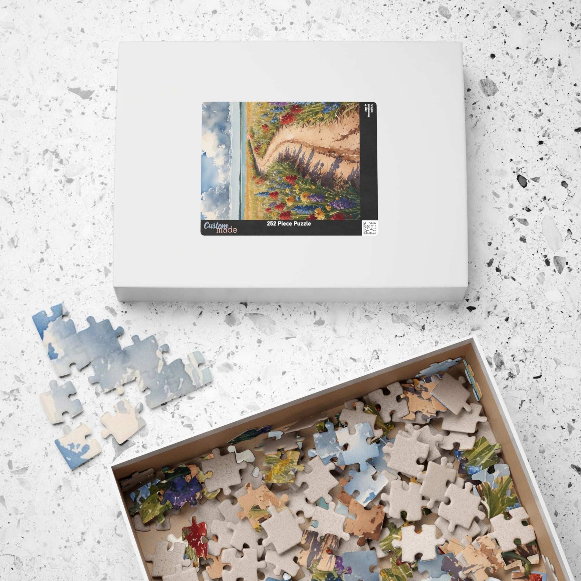 Serene Landscape Puzzle, Winding Dirt Path with Wildflowers and Clear Water, Nature-Inspired Jigsaw Game for Puzzle Enthusiast, Mindful Puzzle The Puzzle Chest