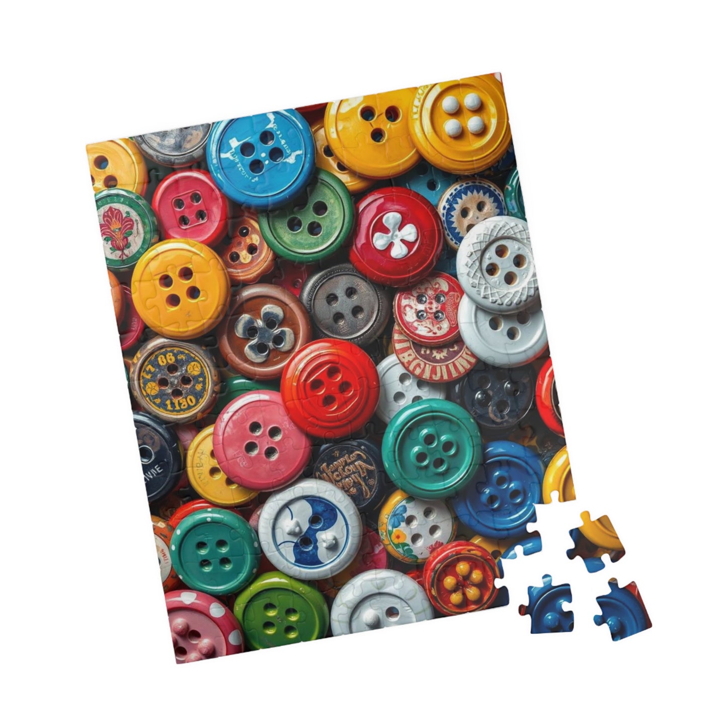 Button Collection Jigsaw Puzzle - Chaotic Collage Design, Fun Family Creative Activity, Puzzle Lover Gift for Friends, Vintage Vibe Brain Teaser Puzzle The Puzzle Chest