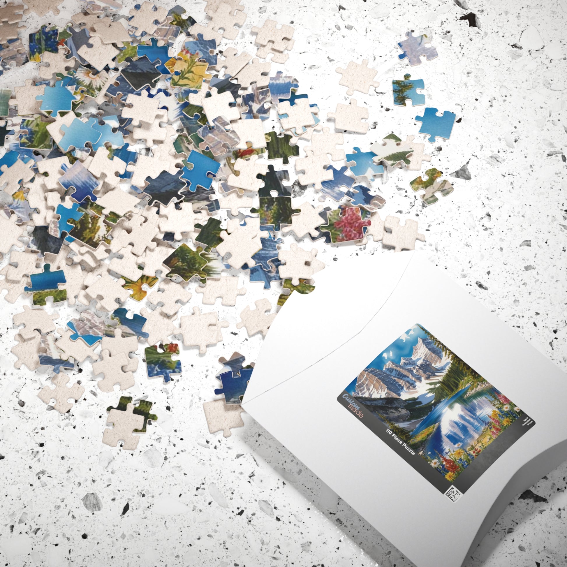 Serene Mountain Lake Landscape Puzzle, Snowy Peaks Wildflowers Art Jigsaw, Nature Lovers Gift, Fun Family Game Night Activity, Leisure Hobby Puzzle The Puzzle Chest