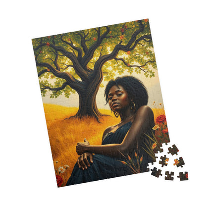 Sacred Summer - A Black Art Jigsaw Puzzle, Black Woman Under the Tree of Life, Serene Nature Scene, Afrocentric Gift for Puzzle Lovers Puzzle The Puzzle Chest
