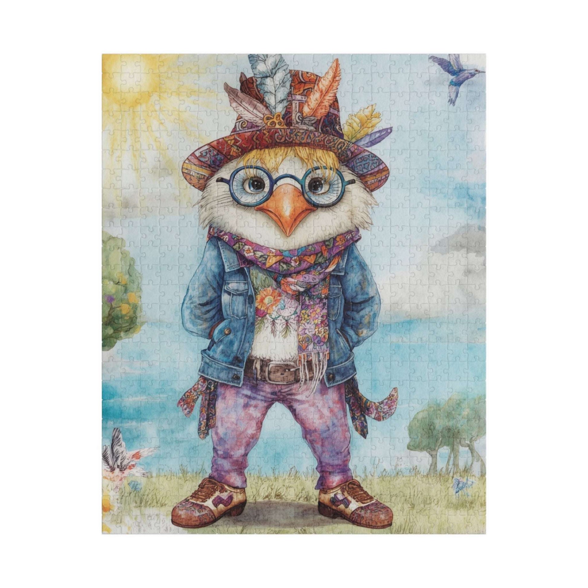 Chicken Hippie Jigsaw Puzzle - Bird Puzzle for Solo Fun, Family Activity, Friend Game Night, Holiday Birthday Gift for Animal Lover 520 pcs (Vertical) Puzzle The Puzzle Chest