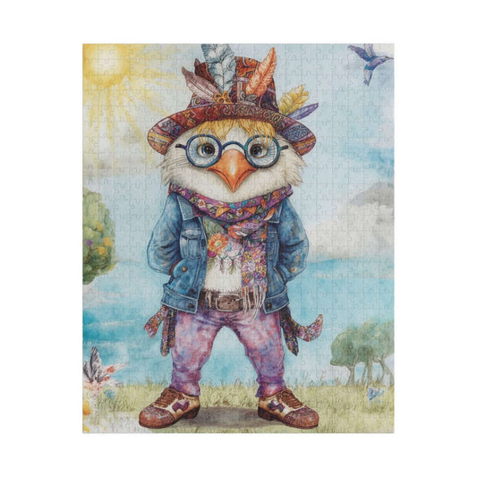 Chicken Hippie Jigsaw Puzzle - Bird Puzzle for Solo Fun, Family Activity, Friend Game Night, Holiday Birthday Gift for Animal Lover 520 pcs (Vertical) Puzzle The Puzzle Chest