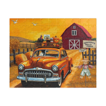 Autumn Farm Vintage Car Puzzle - 110, 252, 520, 1014-piece, Family Game, Fall Holiday Birthday Gift for Car Lovers, Puzzle Enthusiasts