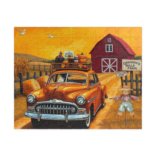 Autumn Farm Vintage Car Puzzle - 110, 252, 520, 1014-piece, Family Game, Fall Holiday Birthday Gift for Car Lovers, Puzzle Enthusiasts