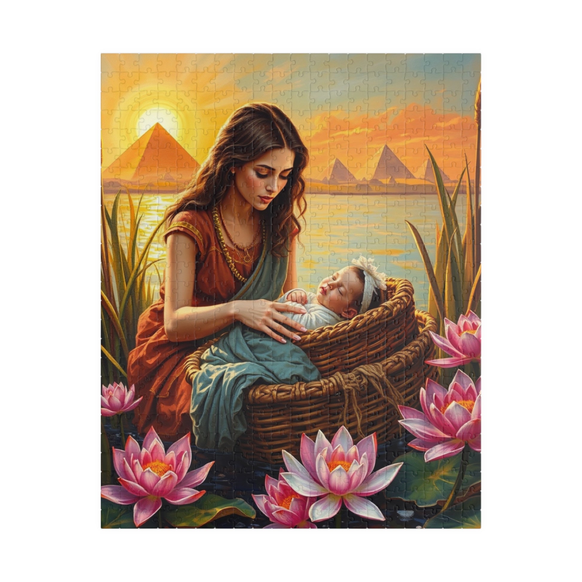 Religious Jigsaw Puzzle - Baby Moses, Family Game Night, Faith Based Home Entertainment, Colorful Biblical Puzzle Lover Gift for Christians 520 pcs (Vertical) Puzzle The Puzzle Chest