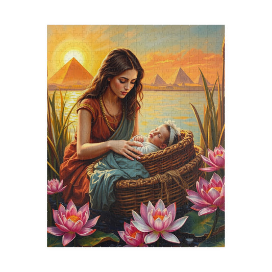 Religious Jigsaw Puzzle - Baby Moses, Family Game Night, Faith Based Home Entertainment, Colorful Biblical Puzzle Lover Gift for Christians 520 pcs (Vertical) Puzzle The Puzzle Chest