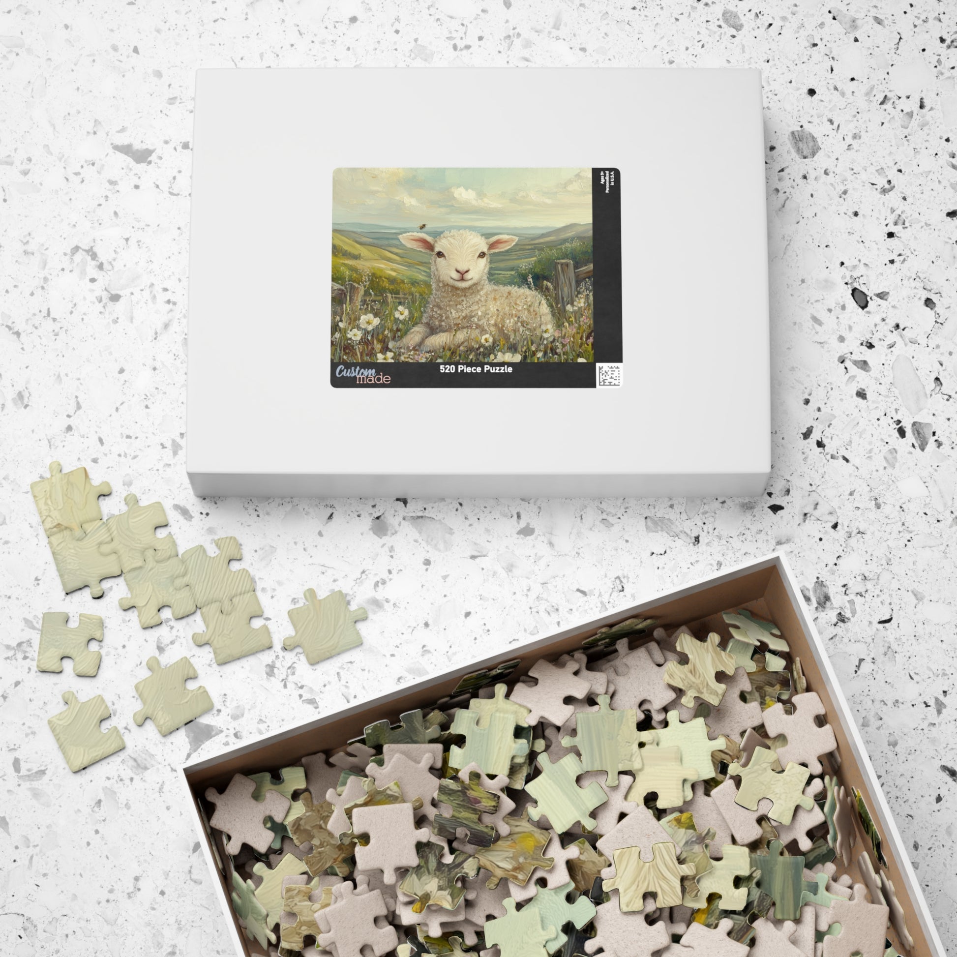 Lamb in Wildflowers Puzzle | Sheep in Countryside Landscape | 110/252/520/1014-piece Puzzle The Puzzle Chest