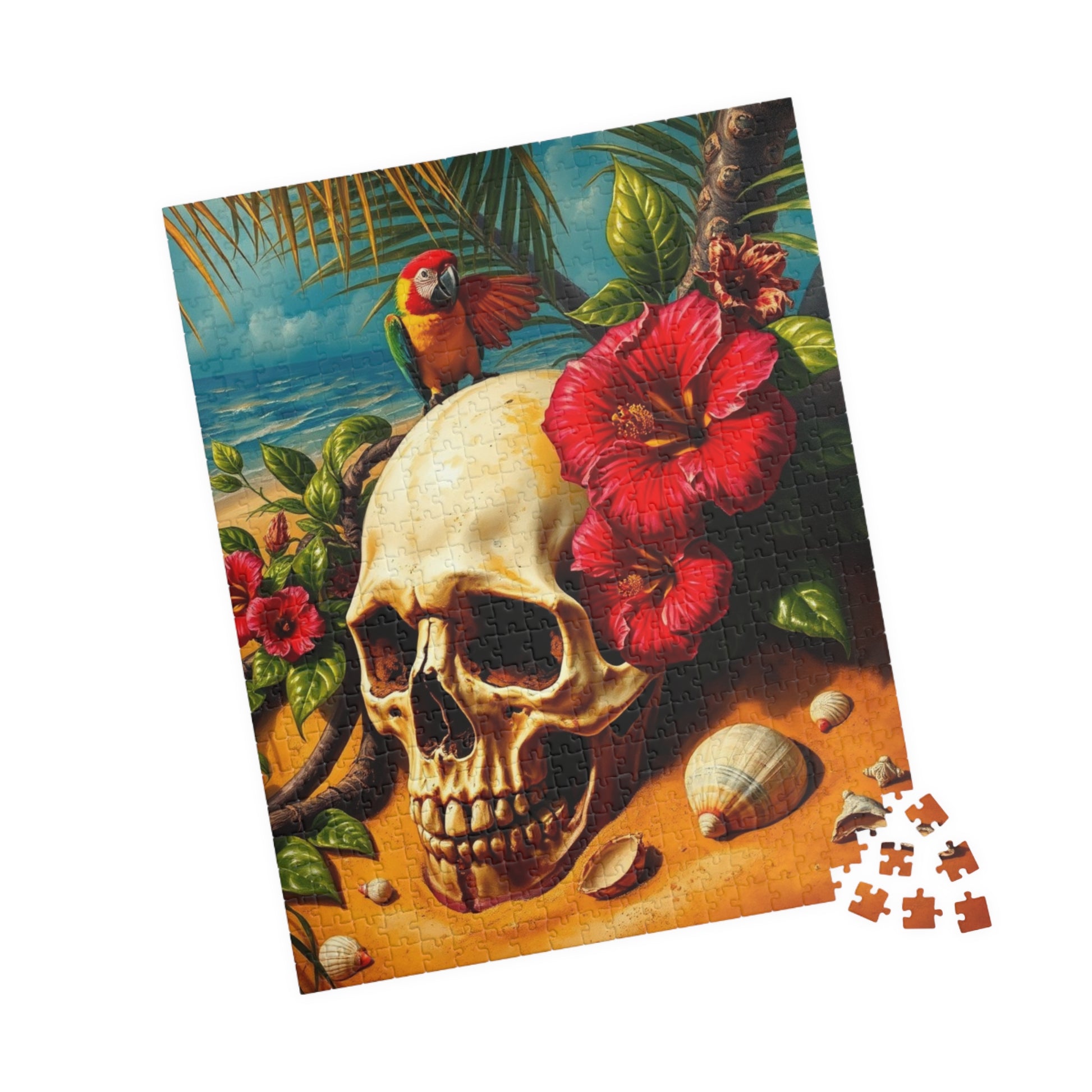 Tropical Skull Artwork Puzzle, 110-1014 Pieces, Beach Scene, Unique Gift for Puzzle Lover, Fun Family Activity, Summer Vibe, Brain Teaser Puzzle The Puzzle Chest