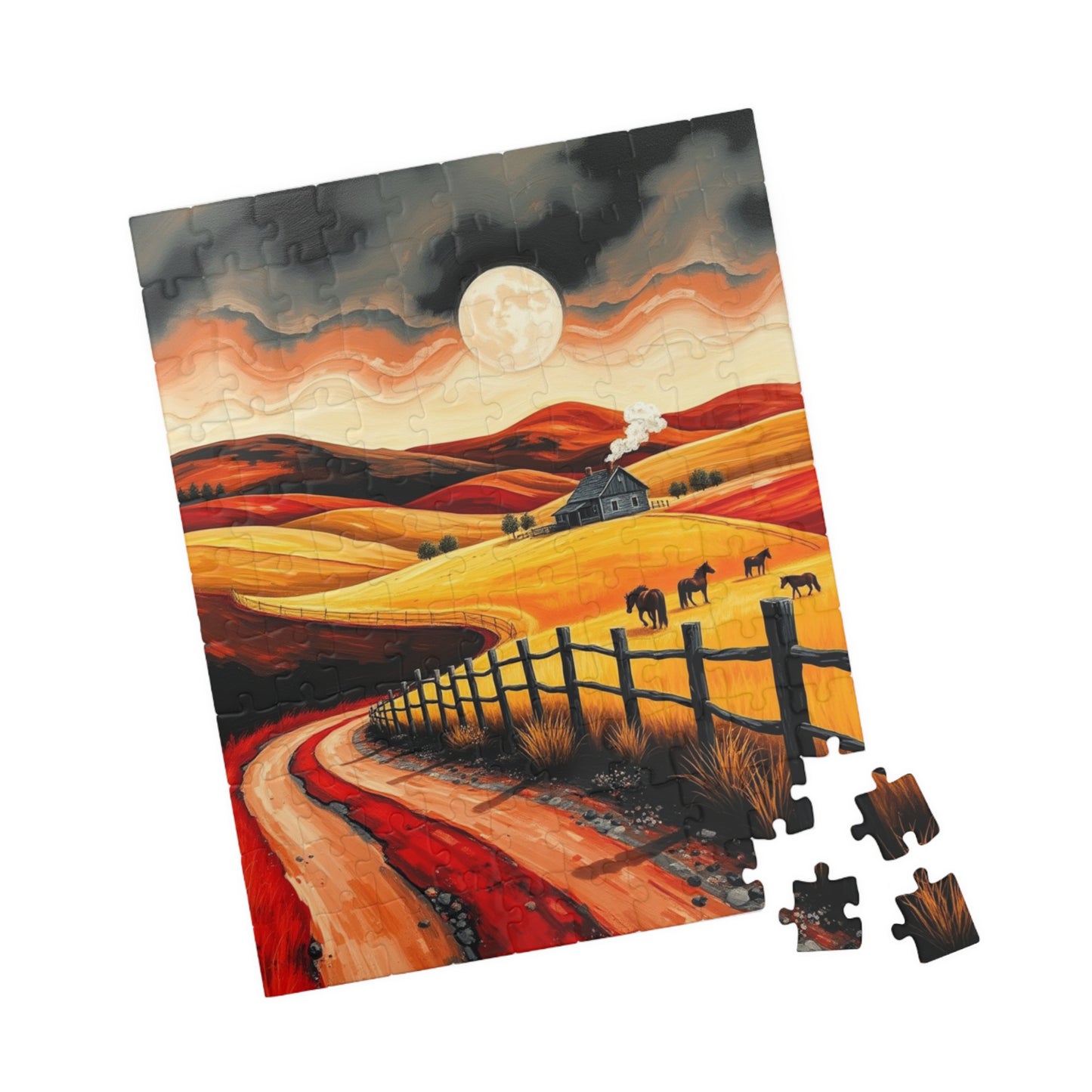 Sunset Pastoral Scene Puzzle - Tranquil Jigsaw for Family Fun, Gift for Friends, Home Decor, Cozy Nights Puzzle The Puzzle Chest