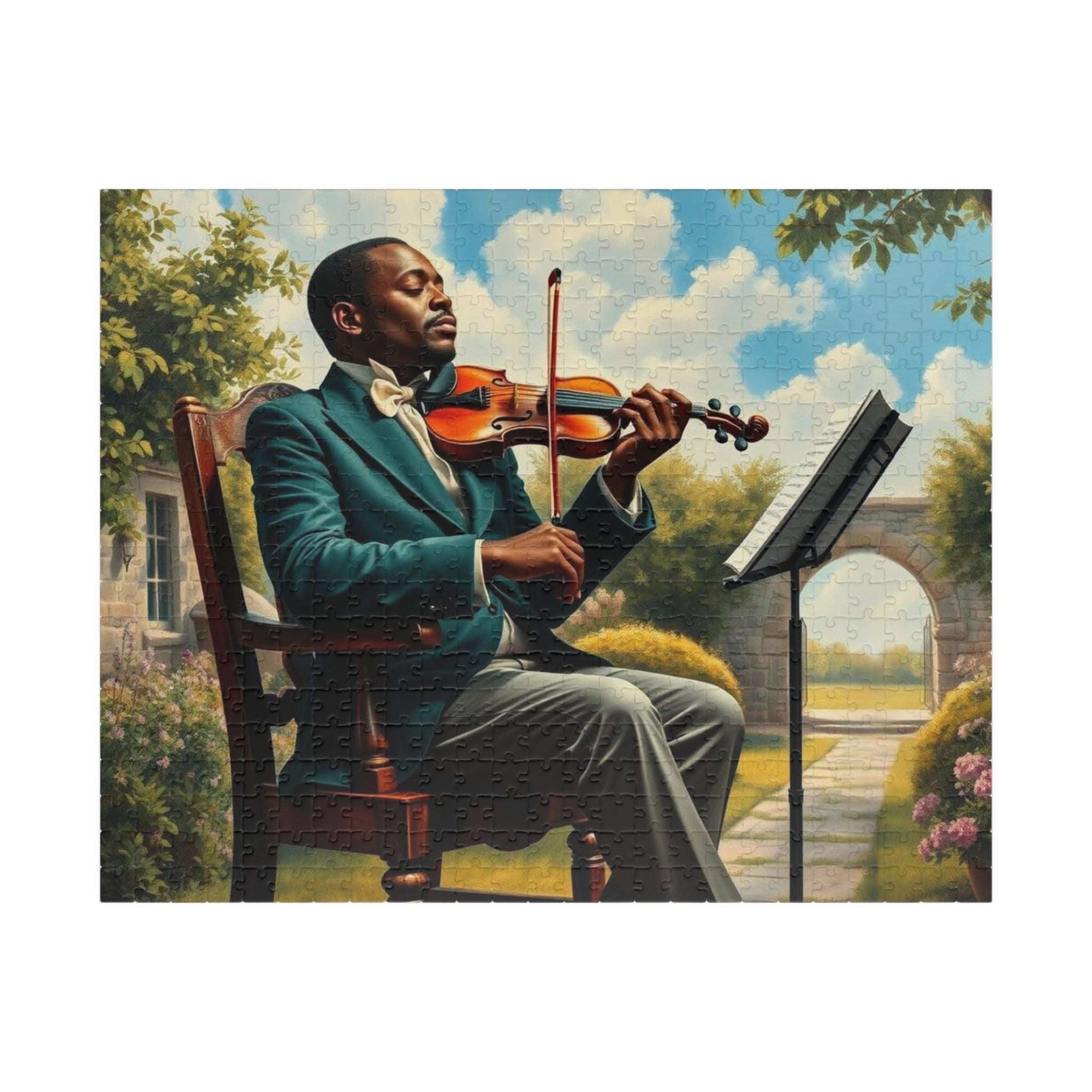 Black Victorian Musician Jigsaw Puzzle, Afrocentric Artwork Featuring Black Man Puzzle The Puzzle Chest
