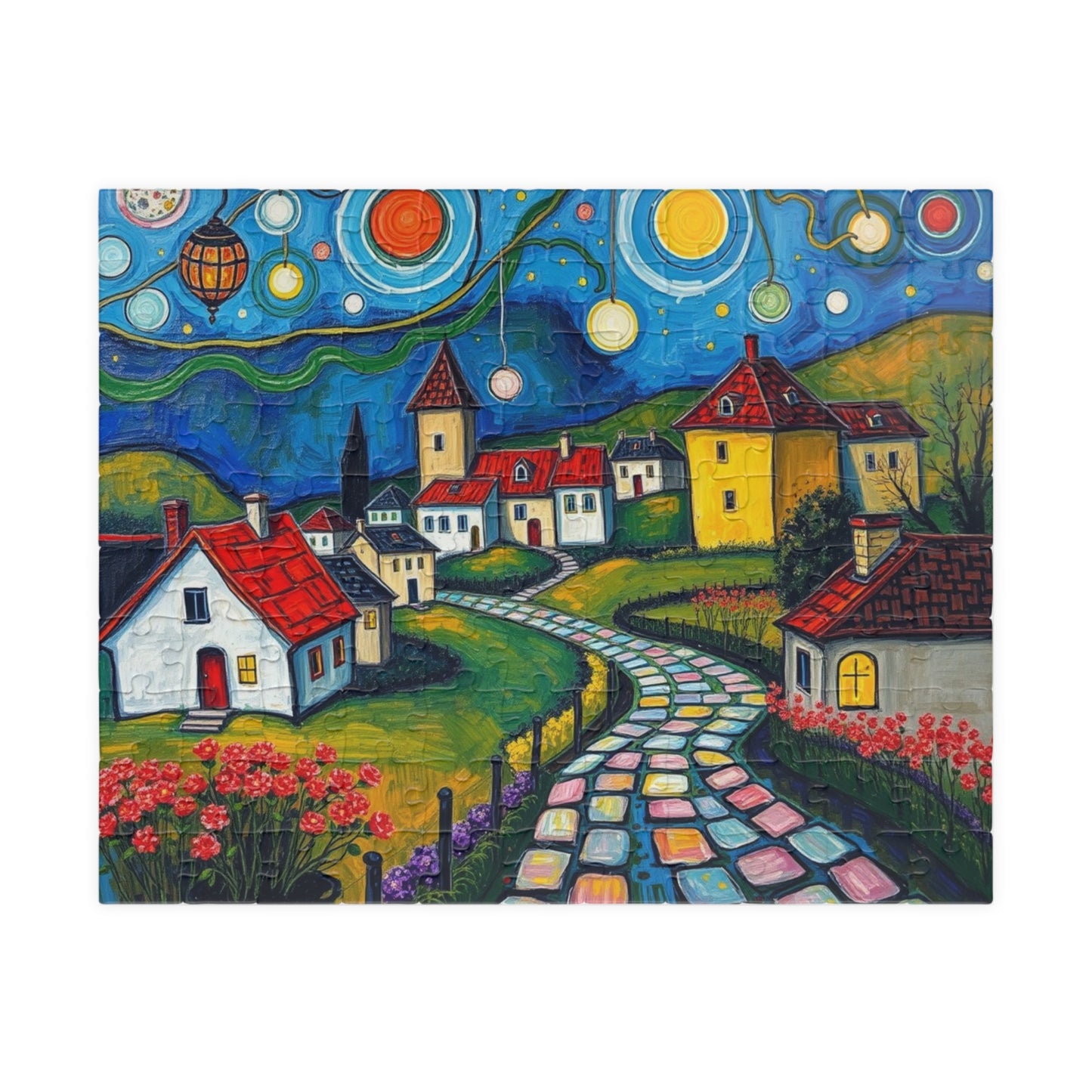 Whimsical Village Puzzle, 110, 252, 520, 1014-piece, Cozy Family Time Activity, Perfect Gift for Puzzle Lovers, Home Decor, Brain Teaser 110 pcs (Horizontal) The Puzzle Chest