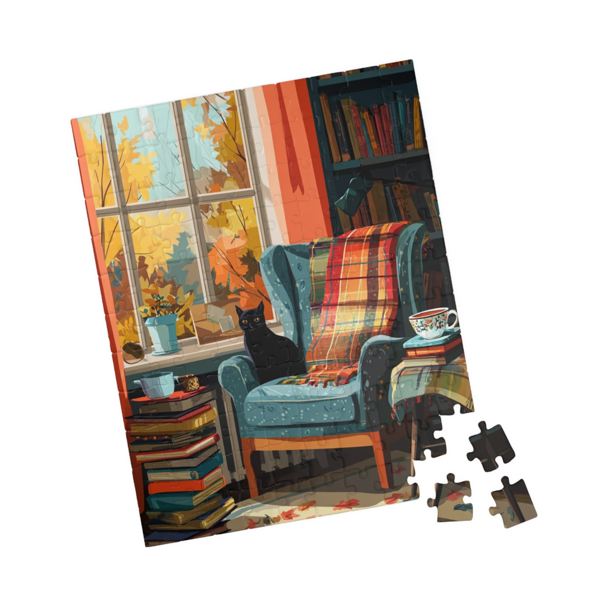 Cozy Cat Puzzle - Perfect Gift for Cat Lovers, Autumn Vibes, Home Decor, Family Game Night, Relaxation Activity 110 pcs (Vertical) Puzzle The Puzzle Chest