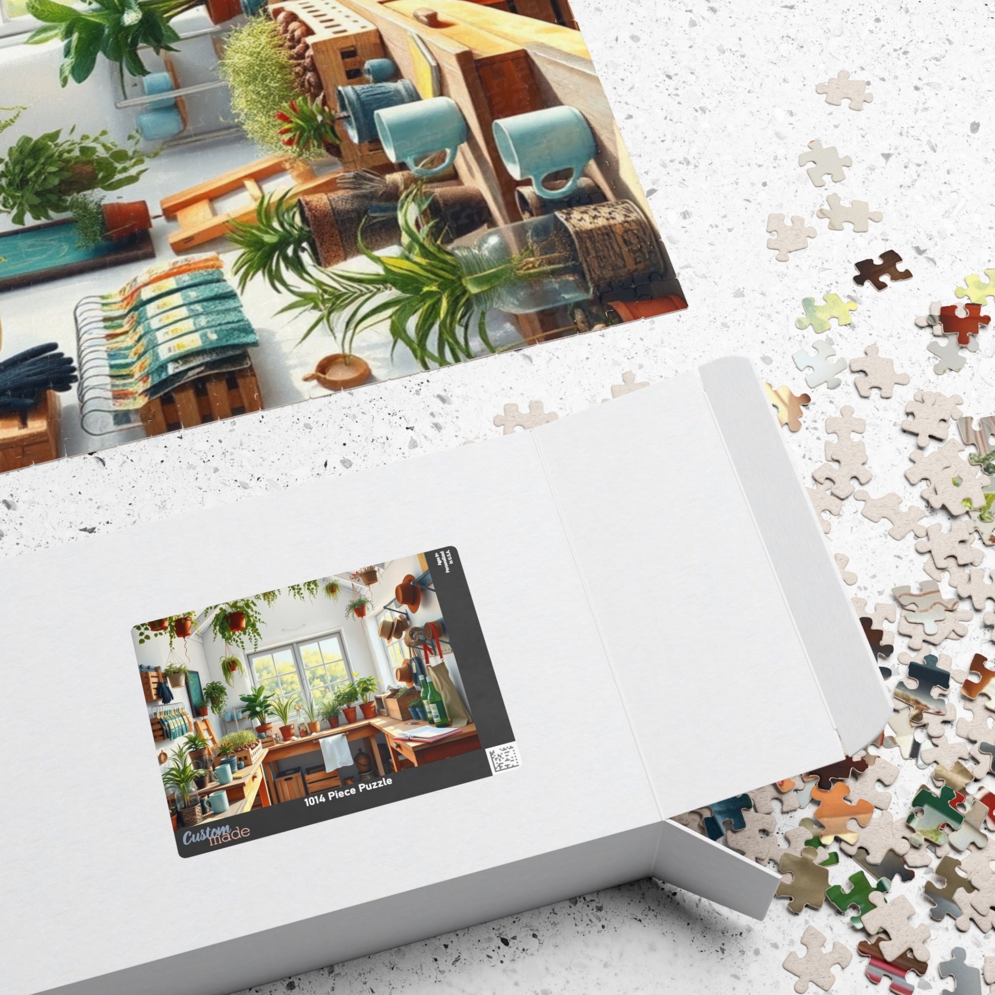 Bright Airy Garden Workshop Puzzle Featuring Wooden Crates, Hanging Plants and Whitewashed Walls, Gardening Lovers Jigsaw Game, Mindful Gift Puzzle The Puzzle Chest