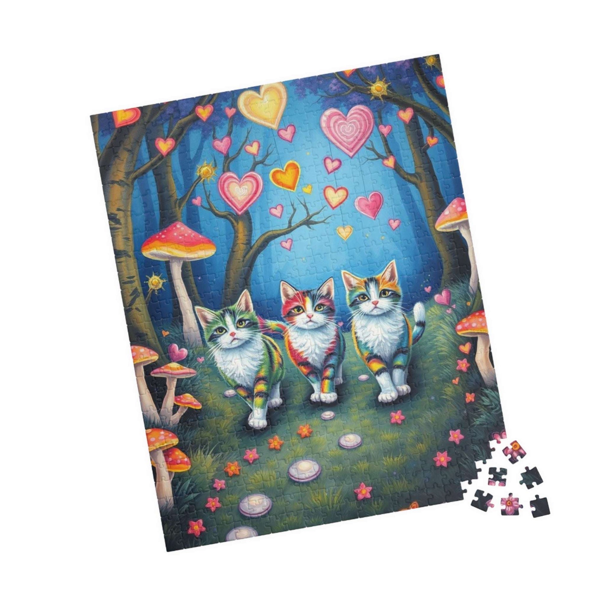Cat Lovers Puzzle with Colorful Hearts, 110, 252, 520, 1014-Piece Jigsaw - Perfect Gift for Cat Enthusiasts, Family Game Night, Cozy [...]