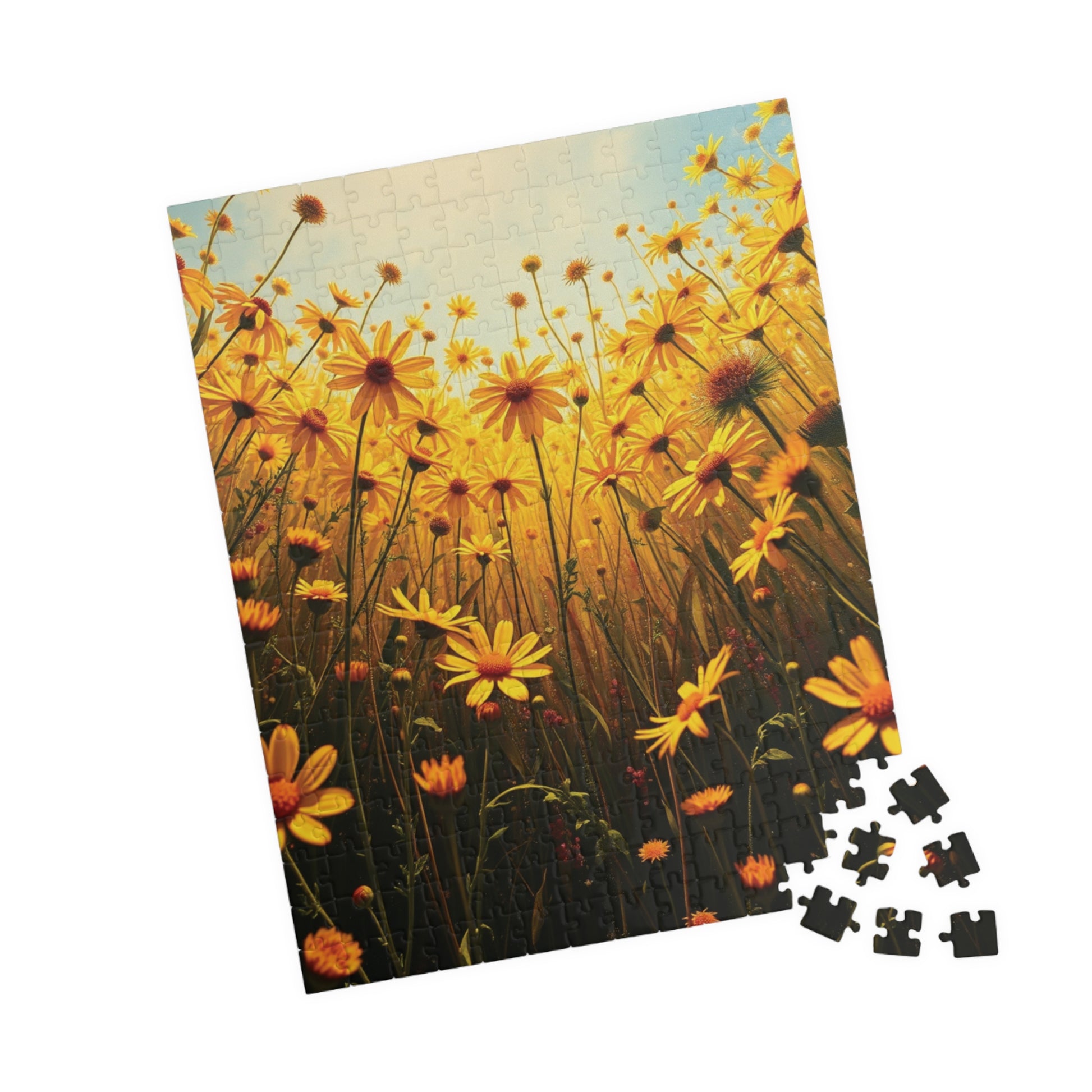 Golden Wildflower Field Puzzle, Bright Floral Flower Landscape Jigsaw Game, Mindful Challenge, Nature Themed Puzzle Lover Gift, Family Fun Puzzle The Puzzle Chest