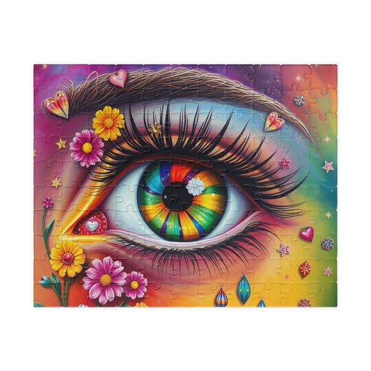 Watchful Heart - LGBTQ+ Pride Surreal Jigsaw Puzzle, Rainbow Eye Puzzle, Colorful Pride Puzzle for Holiday Birthday Pride Month Gift 110 pcs (Horizontal) Puzzle The Puzzle Chest