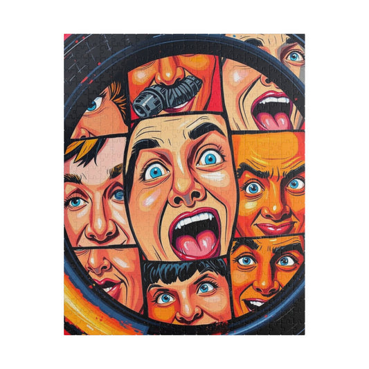 Vibrant Face Collage Puzzle, Pop Art Jigsaw Game Fun Family Activity, Unique Gift Idea for Friend, Colorful Home Entertainment, Brain Teaser 520 pcs (Vertical) Puzzle The Puzzle Chest