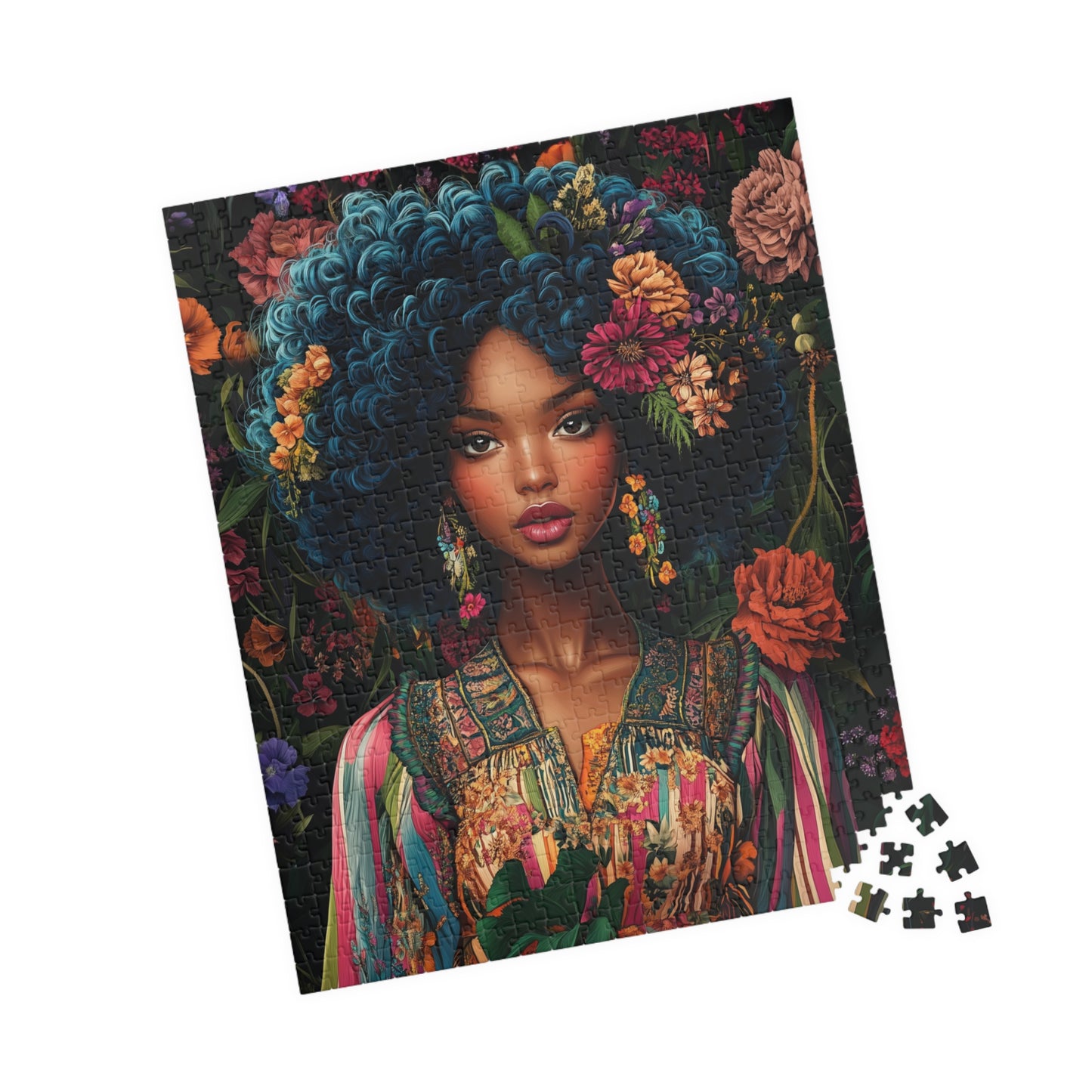 Afro Floral Portrait Puzzle | 110-1014 Piece Art Jigsaw