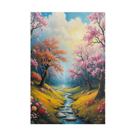 Puzzle, Spring Landscape with Colorful Trees Flowers and Greenery - 110-1014 Piece Jigsaw, Family Activity, Home Decor, Stress Relief, Gift 1014 pcs (Vertical) Puzzle The Puzzle Chest