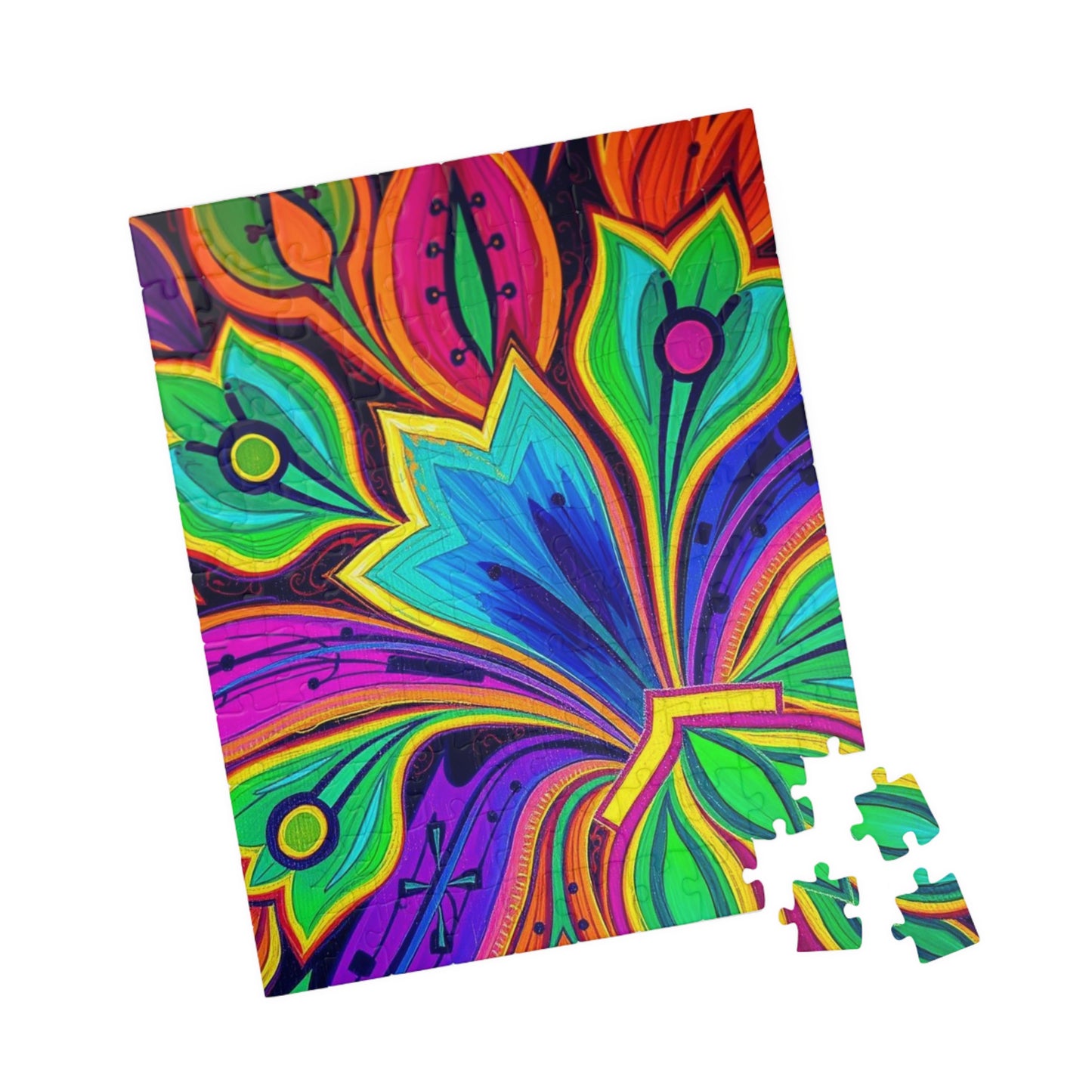 Colorful Floral Jigsaw Puzzle - Abstract Flower, Fun Home Activity, Puzzle Lover Gift for Adult, Family Game Night, Brain Teaser Puzzle The Puzzle Chest