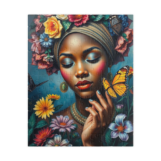 Flower Goddess Puzzle - African American Woman Jigsaw Game, Mindfulness Activity, Solo or Family Fun, Indoor Entertainment, Afrocentric Gift