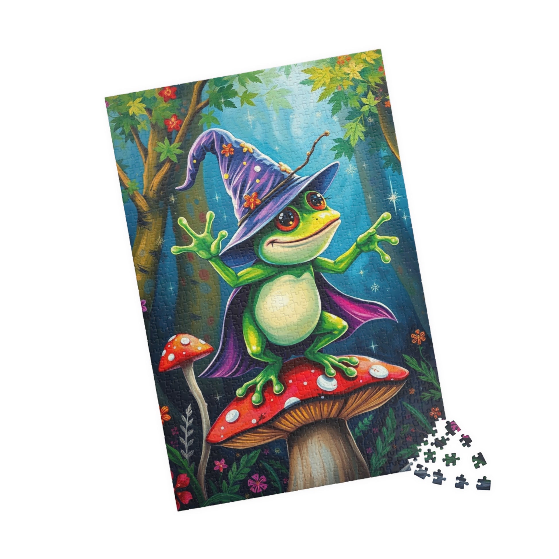 Whimsical Frog Puzzle, Colorful Nature Scene Jigsaw Gift for Adults, Fun Family Game Night, Home Entertainment Mindfulness Activity Puzzle The Puzzle Chest