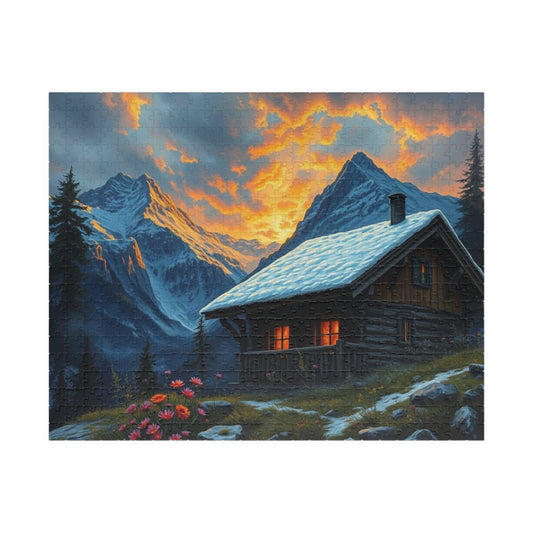 Mountain Cabin Puzzle - Cozy Atmosphere, Nature Lovers Gift, Family Activity, Mindful Challenge, 110 to 1014-Piece Options 520 pcs (Horizontal) Puzzle The Puzzle Chest