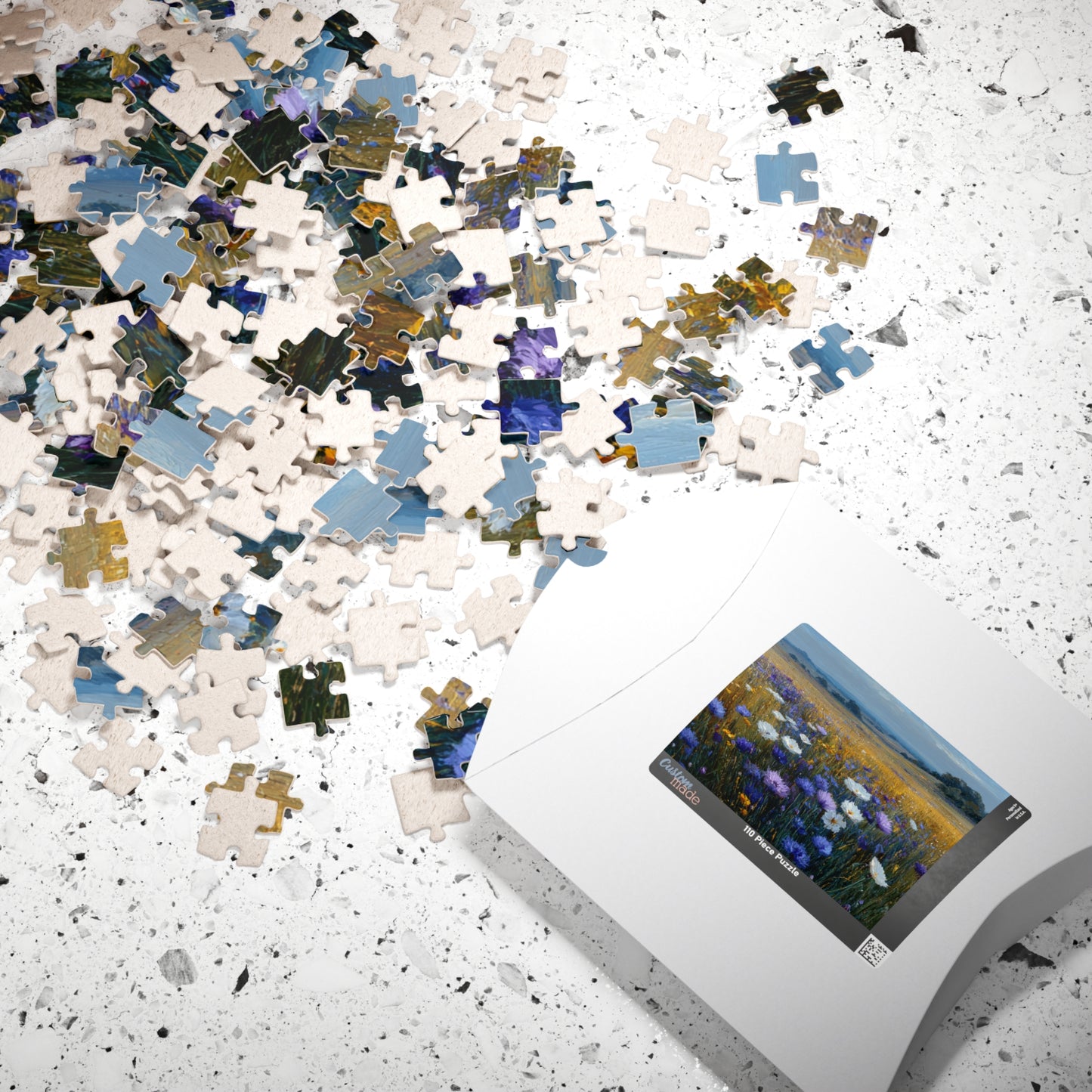 Late Summer Wildflower Jigsaw Puzzle – Calm Blue and Lavender Countryside, Nature Inspired Floral Landscape Puzzle The Puzzle Chest