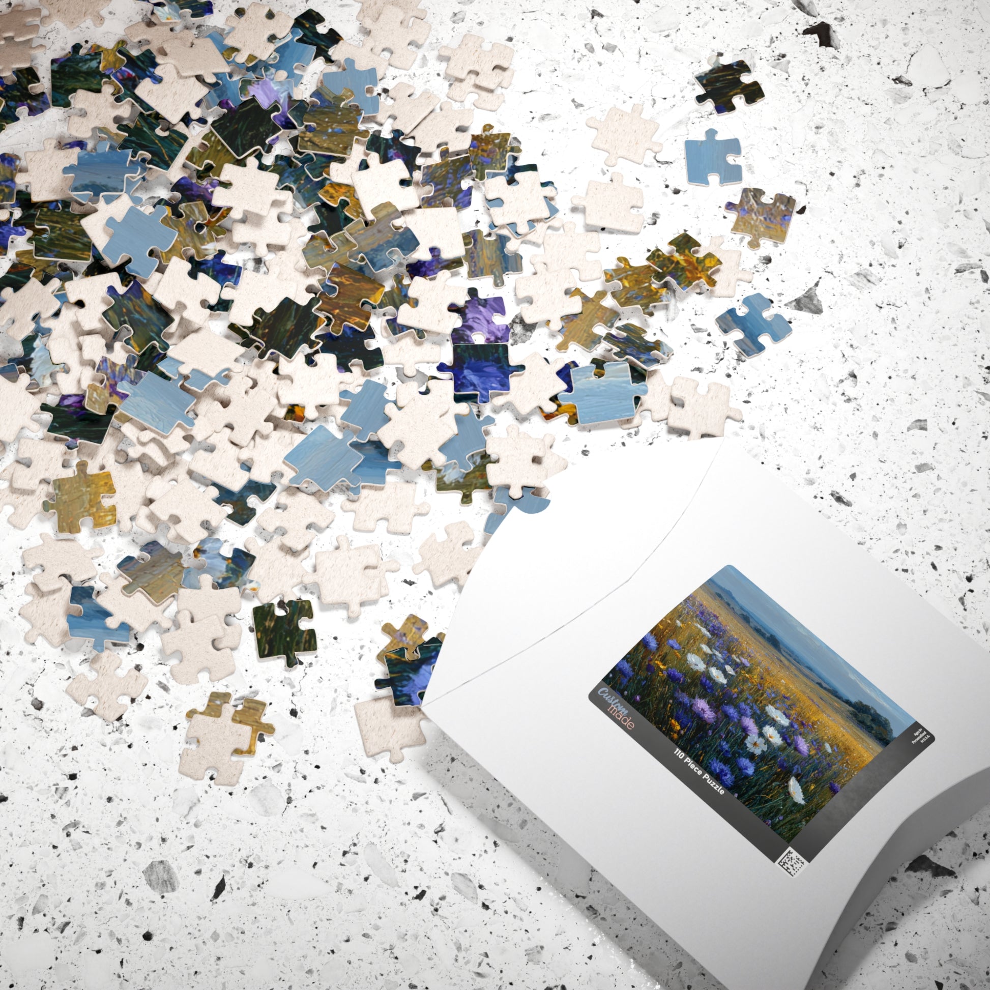 Late Summer Wildflower Jigsaw Puzzle – Calm Blue and Lavender Countryside, Nature Inspired Floral Landscape Puzzle The Puzzle Chest
