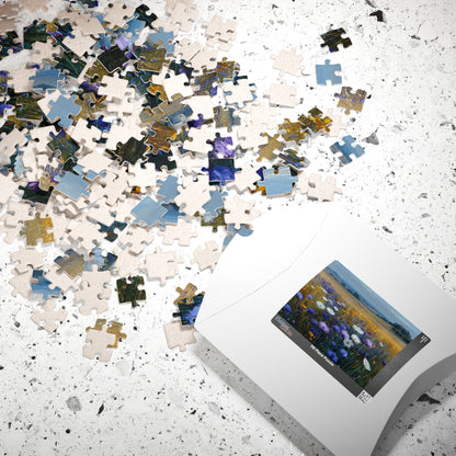 Late Summer Wildflower Jigsaw Puzzle – Calm Blue and Lavender Countryside, Nature Inspired Floral Landscape Puzzle The Puzzle Chest
