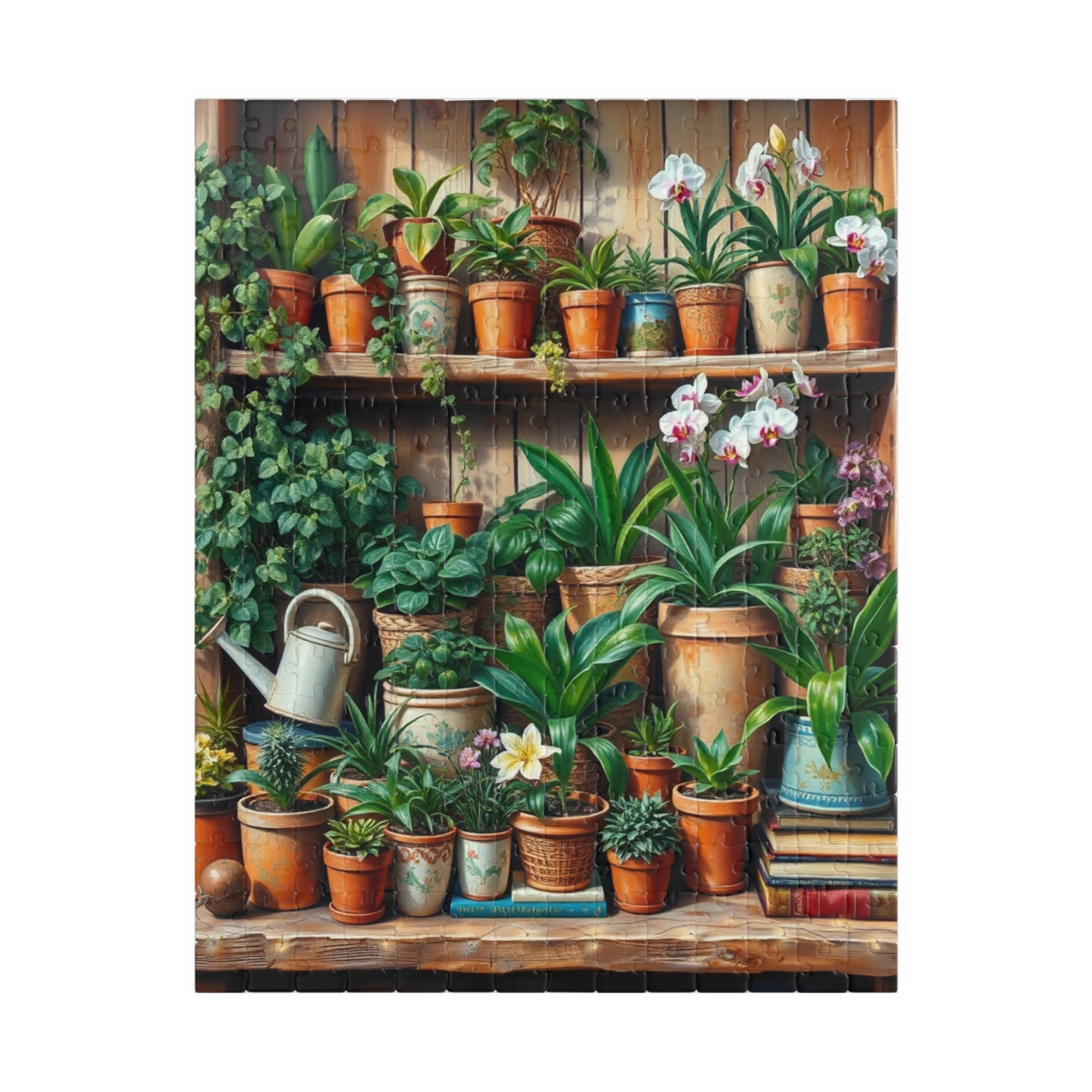 Botanical Garden Puzzle - Wooden Plant Shelf 110, 252, 520, 1014-piece | Nature Lover Gift, Family Activity, Botanical Art, Eco-Friendly Fun 252 pcs (Vertical) Puzzle The Puzzle Chest