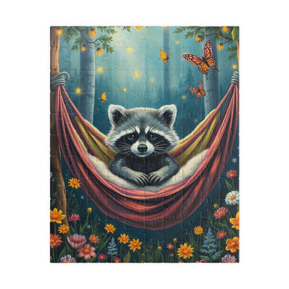 Whimsical Raccoon Jigsaw Puzzle Game for Adults, Nature Lover Friend Gift for Holiday Birthday, Family Night Home Entertainment 110 pcs (Vertical) Puzzle The Puzzle Chest