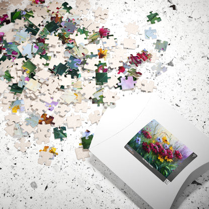 Misty Bloom Jigsaw Puzzle - Soft Abstract Floral Art, Vibrant Flower Artwork