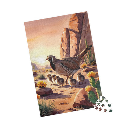 Sage-Grouse Jigsaw Puzzle, Bird and Baby Chicks Desert Landscape Animal Puzzle Enthusiasts Fun Family Time Activity, Wildlife Lover Gift